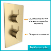 Aeris Brushed Brass Round Concealed Valve Wall Drencher Slide Rail Handset Shower Kit
