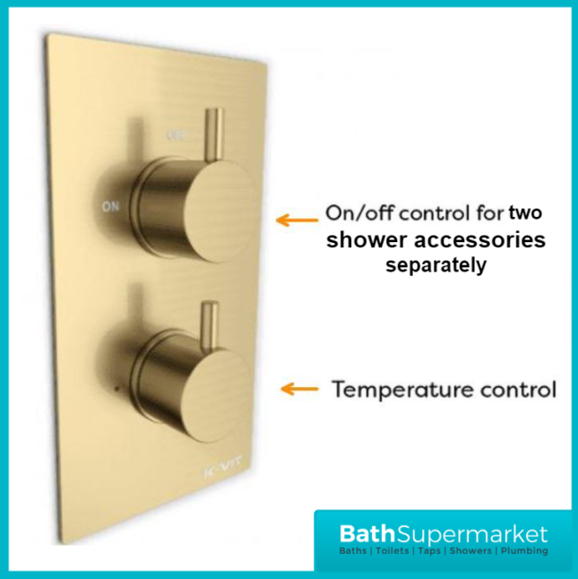 Aeris Brushed Brass Round Concealed Valve Wall Drencher Slide Rail Handset Shower Kit