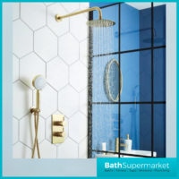 Aeris Brushed Brass Round Concealed Valve Wall Drencher Fixed Bracket Handset Shower Kit