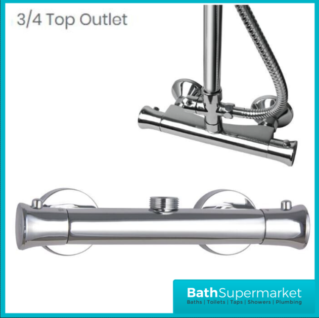 Tailored Ocra Brushed Brass Round Top Outlet Thermoststic Bar Mixer Shower Valve