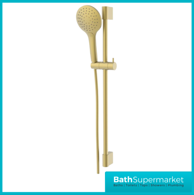 Tailored Brushed Brass Round Thermostatic Bar Valve 3 Mode Shower Handset Riser Rail Kit - Image 4