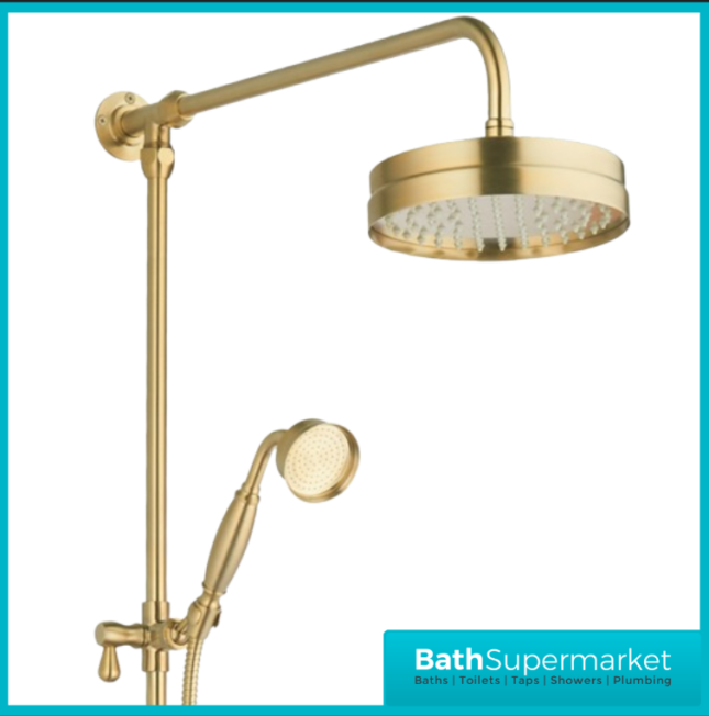 Tailored Traditional Brushed Brass Thermostatic Exposed Valve Handset Mixer Shower