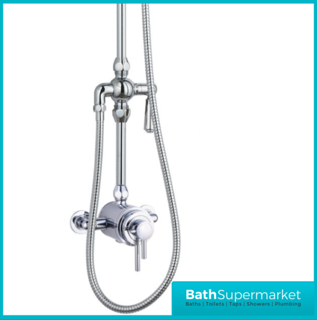 Tailored Traditional Chrome Overhead Thermostatic Exposed Valve Handset Mixer Shower