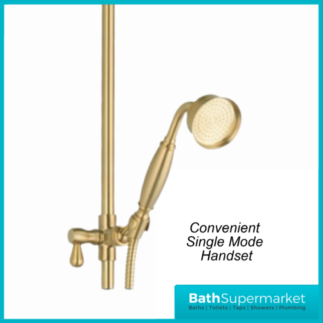 Tailored Traditional Brushed Brass Thermostatic Exposed Valve Handset Mixer Shower