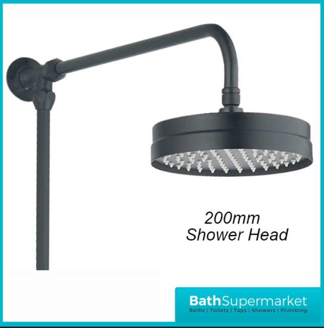 Tailored Traditional Black Overhead Thermostatic Exposed Valve Handset Mixer Shower