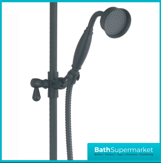 Tailored Traditional Black Overhead Thermostatic Exposed Valve Handset Mixer Shower