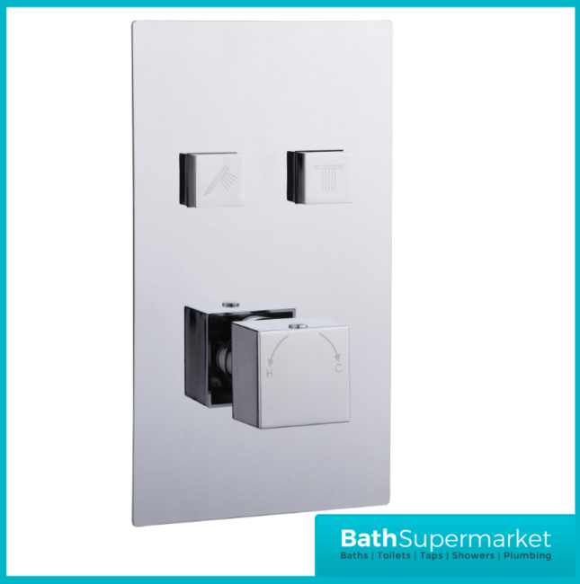 Tailored Chrome Square Twin Push Button Concealed Thermostatic Shower Valve