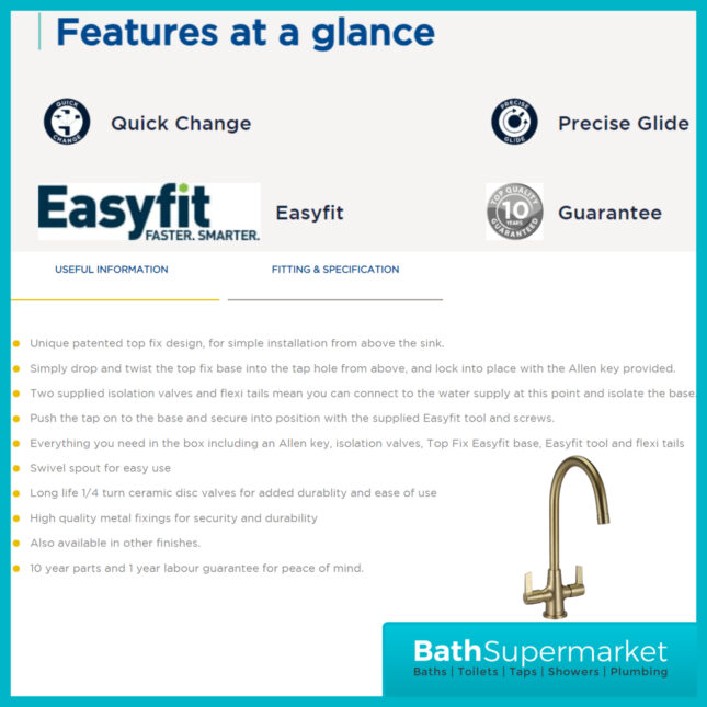 Bristan Echo Gunmetal Swan Neck Easy Fit Twin Lever Kitchen Sink Mixer Tap
