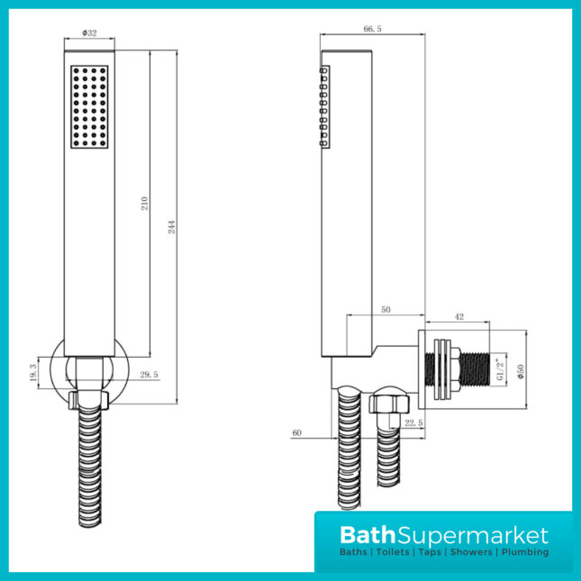 Tailored Chrome Round Twin Push Button Concealed Valve Overhead Handset Shower Kit