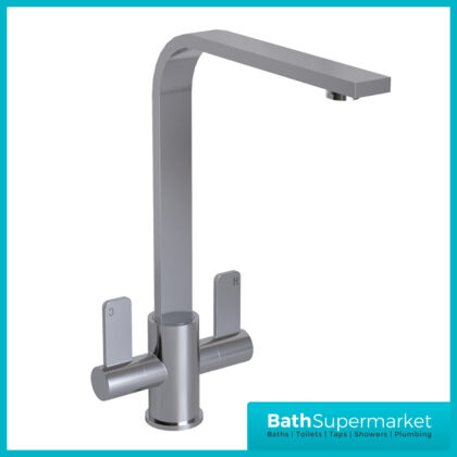 Ellsi Eben Modern Polished Chrome Twin Lever Kitchen Mixer Tap