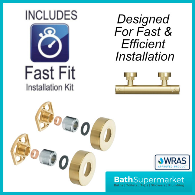 Tailored Brushed Brass Round Thermostatic Bar Valve 3 Mode Shower Handset Riser Rail Kit - Image 6