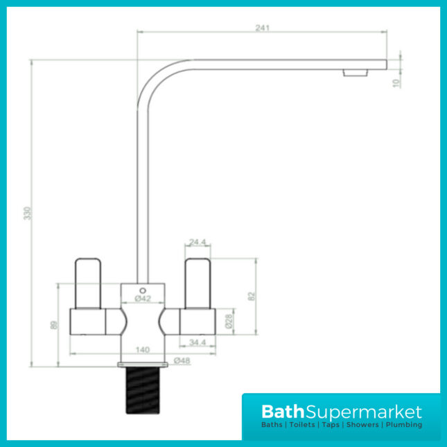 Ellsi Eben Modern Polished Chrome Twin Lever Kitchen Mixer Tap