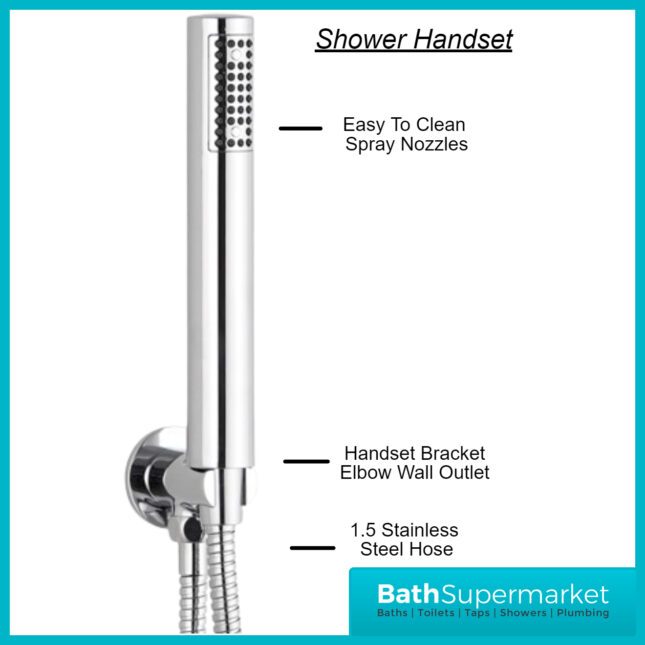 Tailored Chrome Round Twin Push Button Concealed Valve Overhead Handset Shower Kit