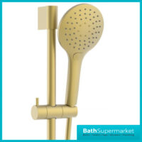 Tailored Premium Brushed Brass Round Adjustable Riser Rail 3 Mode Shower Handset Kit
