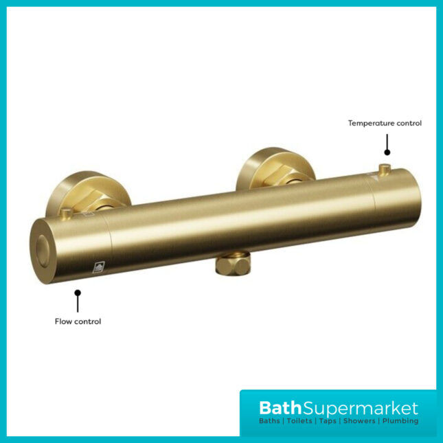 Tailored Ocra Brushed Brass Round Easy Fit Thermoststic Bar Shower Valve