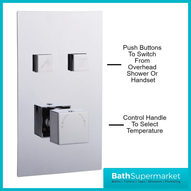 Tailored Chrome Square Twin Push Button Concealed Thermostatic Shower Valve