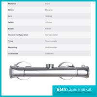 Tailored Ocra Chrome Round Top Outlet Thermostatic Bar Mixer Shower Valve - Image 4