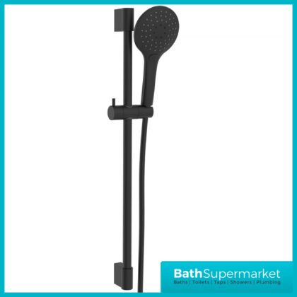 Tailored Premium Black Round Adjustable Riser Rail 3 Mode Shower Handset Kit