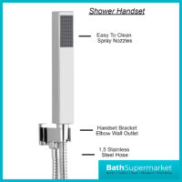 Tailored Chrome Square Push Button Concealed Valve Overhead Handset Shower Kit