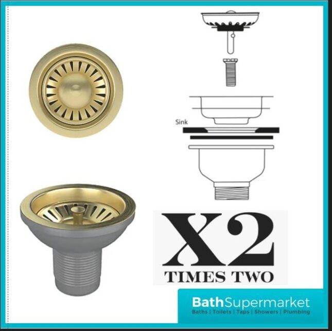 Ellsi Elite Brushed Brass 1.5 Undermounted Or Inset Kitchen Sink 670mm x 440mm With Waste