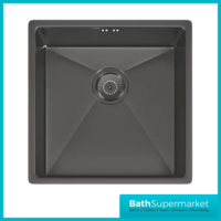 Ellsi Elite Brushed Gunmetal 1.0 Bowl Undermount-Inset Kitchen Sink Incl. Basket Strainer Waste