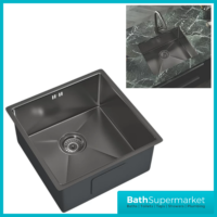 Ellsi Elite Brushed Gunmetal 1.0 Bowl Undermount-Inset Kitchen Sink Incl. Basket Strainer Waste