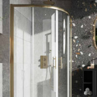 Sognare Brushed Brass Double Door Quadrant Shower Enclosure 800mm x 800mm-1900mm Tall - Image 7