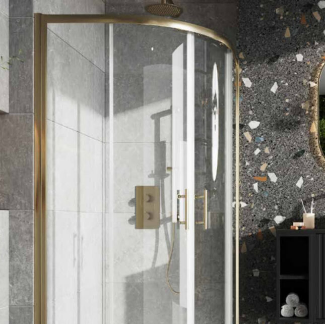Sognare Brushed Brass Double Door Quadrant Shower Enclosure 800mm x 800mm-1900mm Tall - Image 7
