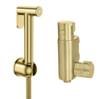 Sognare Brushed Brass Round Douche Thermostatic Vertical Bar Valve Bidet Shower Handset Spray Kit - Image 9