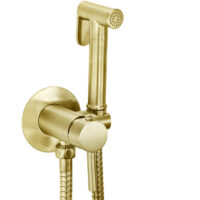 Sognare Brushed Brass Round Douche Shower Handset Flexi Hose Holder & Outlet Elbow Mixer Kit - Image 7