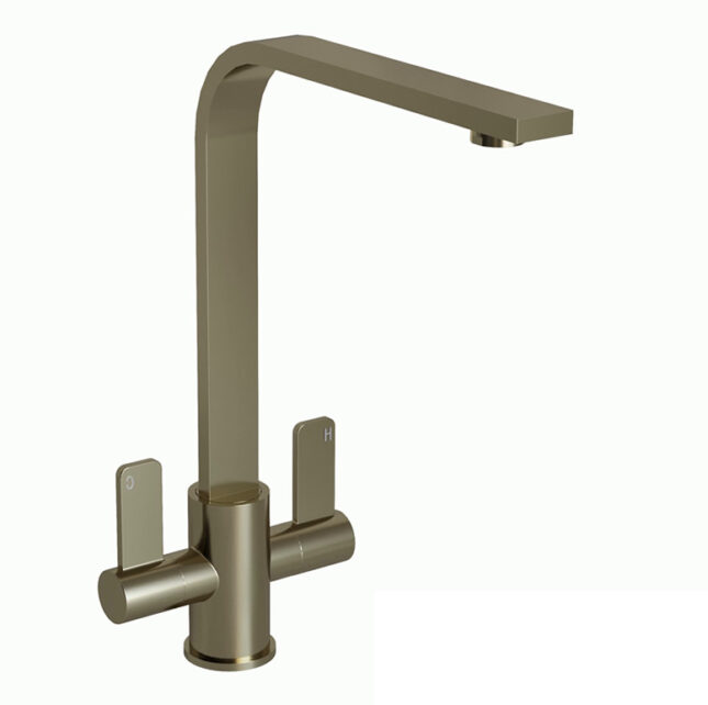 Ellsi Eben Modern Brushed Steel Twin Lever Mixer Kitchen Tap - Image 7