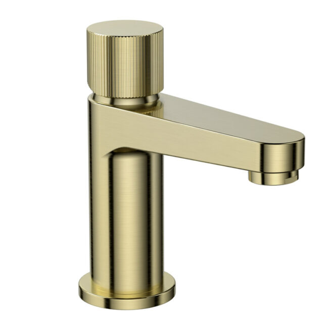 Sognare Fluted Koko Brushed Brass Deck Mounted Mini Mono Basin Mixer Tap - Image 11