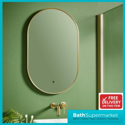 Sognare Aubrey Brushed Brass Frame LED Multi Function Tablet Mirror 500×800mm