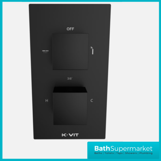 Nero Square Matt Black Concealed Thermostatic Shower Valve-2 Way