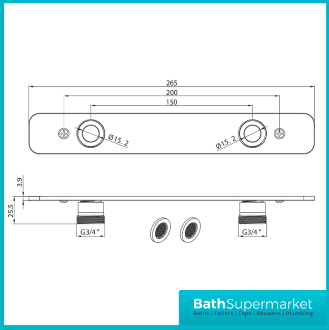 Exposed Shower Plate Fixing Bracket Thermostatic Mixer Bar Valve Wall Kit Metal