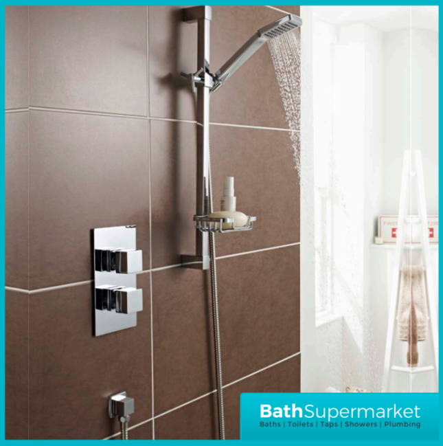 Kvit Pure Chrome Thermostatic Concealed Valve With Adjustable Slide Rail Shower Kit