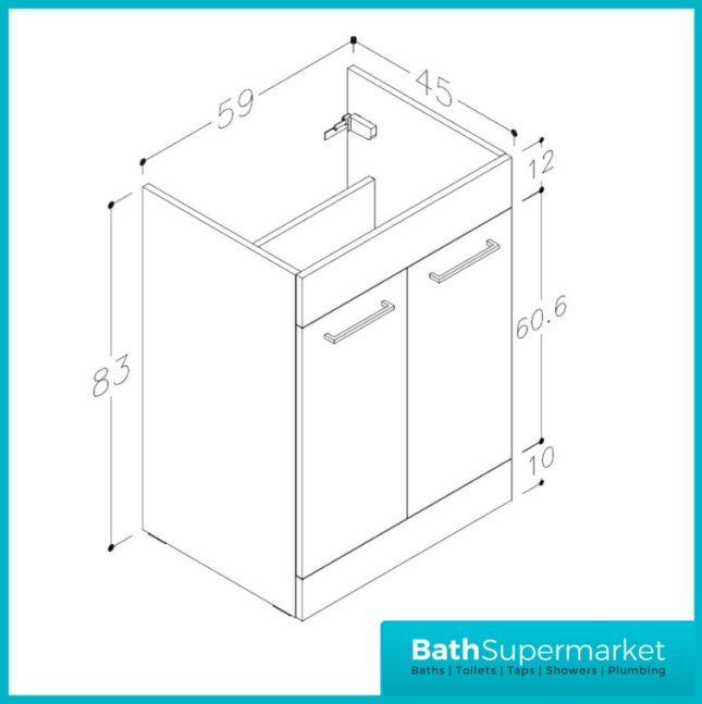 AquaVolere Viola Grey Gloss Floor Standing 2 Door Vanity Unit & Basin 610mm