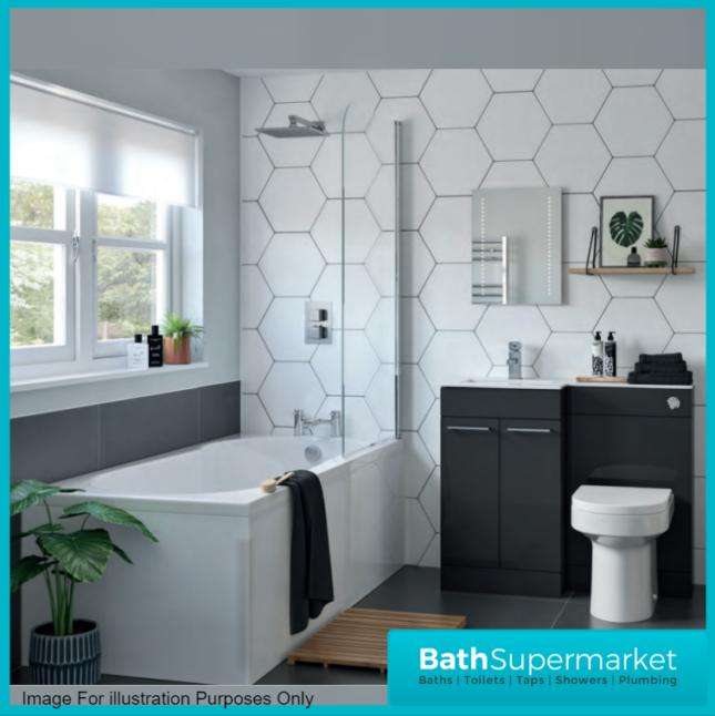 AquaVolere Anthracite Gloss Floor Standing 2 Door Vanity Unit & Basin 610mm