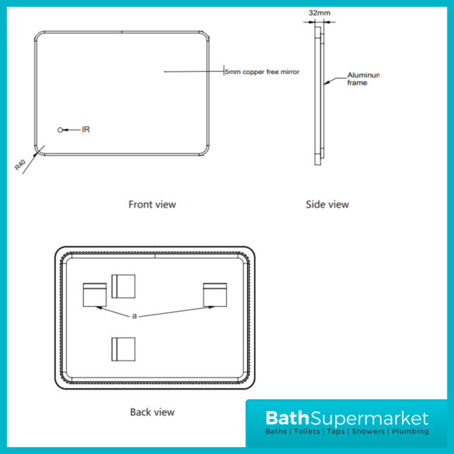 Sognare Alfie Brushed Brass Soft Edge LED Framed Smart Bathroom Mirror 500×700 & 600×800