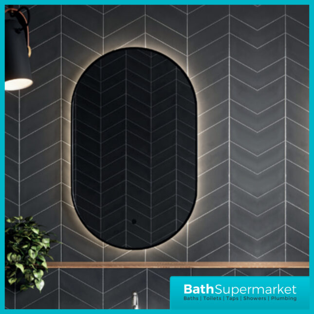 Sognare Aubrey Black Frame LED Multi Function Bathroom Tablet Mirror 500×800mm - Image 2
