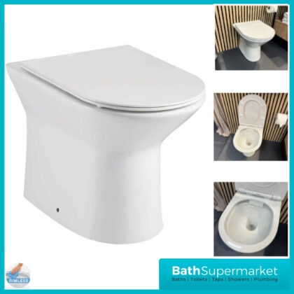 Sognare Middleton Back To Wall D Shape Rimless Toilet Pan With Soft Close Seat