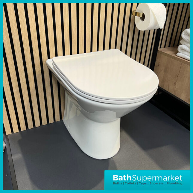 Sognare Middleton Back To Wall D Shape Rimless Toilet Pan With Soft Close Seat