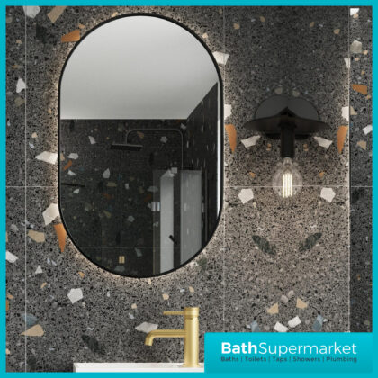 Sognare Aubrey Black Frame LED Multi Function Bathroom Tablet Mirror 500×800