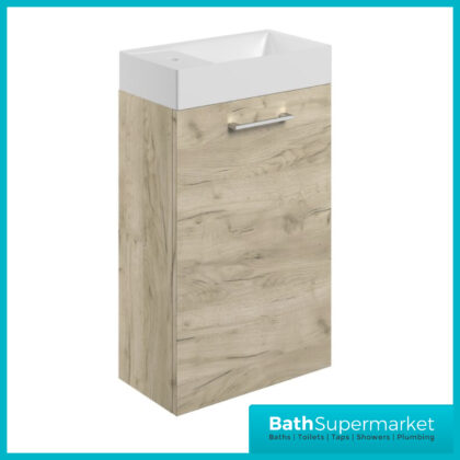 AquaVolere Viola Oak Wall Hung 1 Door Cloakroom Unit & Basin 410mm