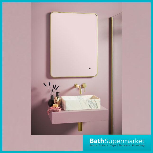Sognare Alfie Brushed Brass Soft Edge LED Framed Smart Bathroom Mirror 500×700 & 600×800
