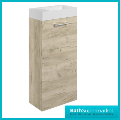 AquaVolere Viola Oak Floor Standing 1 Door Cloakroom Unit & Basin 410mm