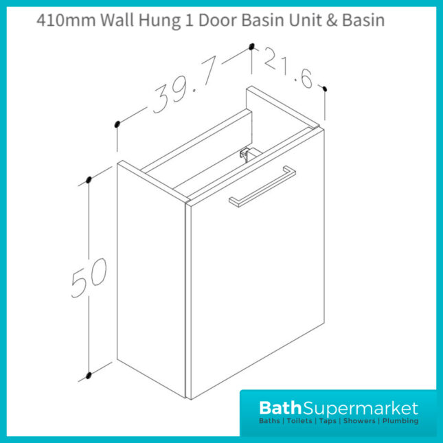 AquaVolere Viola AnthraciteGloss Wall Hung 1 Door Cloakroom Unit & Basin 410mm