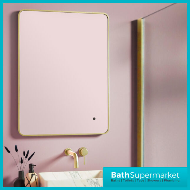 Sognare Alfie Brushed Brass Soft Edge LED Framed Smart Bathroom Mirror 500×700 & 600×800