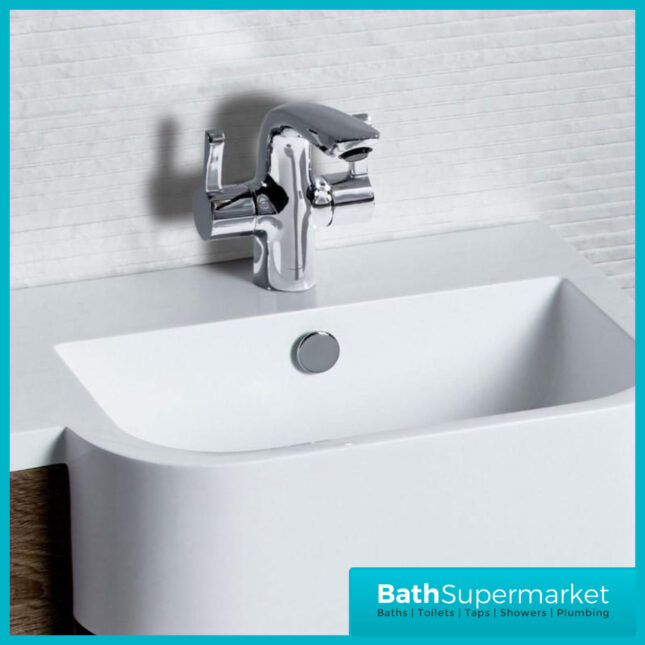 Tavistock Revive Chrome Twin Lever Handle Mono Basin Mixer Tap With Click Waste