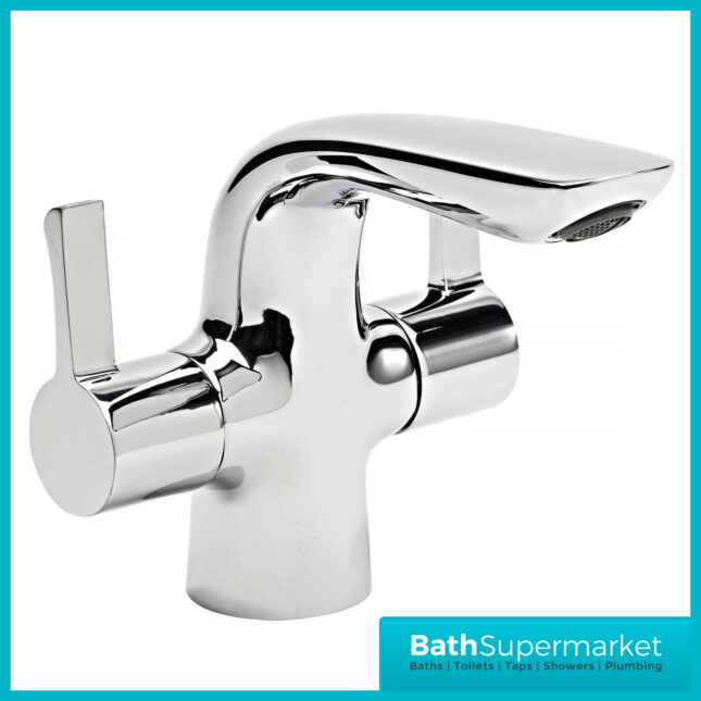 Tavistock Revive Chrome Twin Lever Handle Mono Basin Mixer Tap With Click Waste